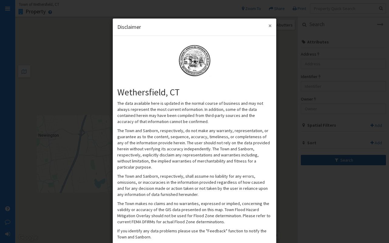 Wethersfield neighbors MapGeo abutters search